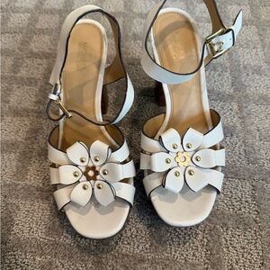 White Flower-Embellished Women's Sandals